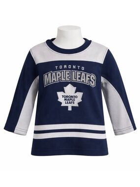 Size 2‎ NHL Toronto Maple Leafs Kids Hockey Shirt Long Sleeve Blue Jersey Top